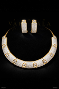 Golden Collar AD + Moissanite Necklace Set